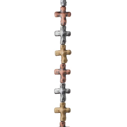 Metallic Metal Cross Beads, 12mm by Bead Landing™